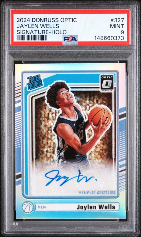 2024 Optic Jaylen Wells SIGNATURE HOLO ROOKIE CARD AUTO #327 Grizzlies PSA 9 