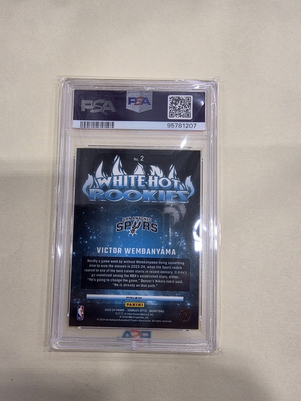 2023-24 DONRUSS OPTIC WHITE HOT ROOKIES HOLO VICTOR WEMBANYAMA PSA 10 GEM-MINT  view 2