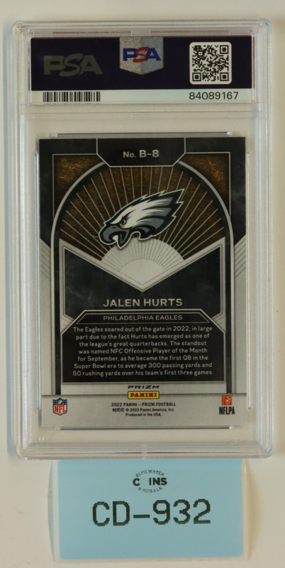 2022 PRIZM JALEN HURTS BRILLANCE NO HUDDLE #B8 PSA GEM MT 10 CD-932 view 2