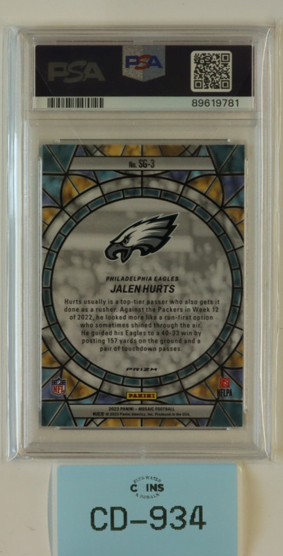 2023 MOSAIC JALEN HURTS STAINED GLASS PSA 9 MINT CD-934 view 2