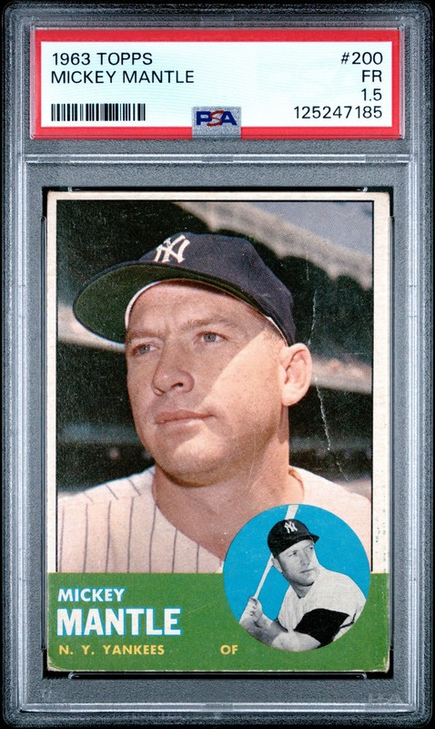 1963 Topps #200 Mickey Mantle PSA 1.5 Great Color/Clarity view 1
