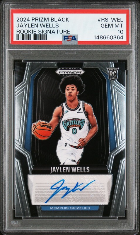 2024 Prizm Black Jaylen Wells ROOKIE SIGNATURE AUTO #RS-WEL Grizzlies PSA 10💎 view 1