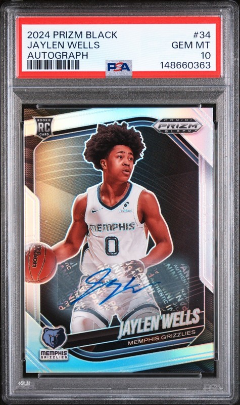 2024 Prizm Black Jaylen Wells AUTOGRAPH SILVER ROOKIE CARD #34 Grizzlies PSA 10