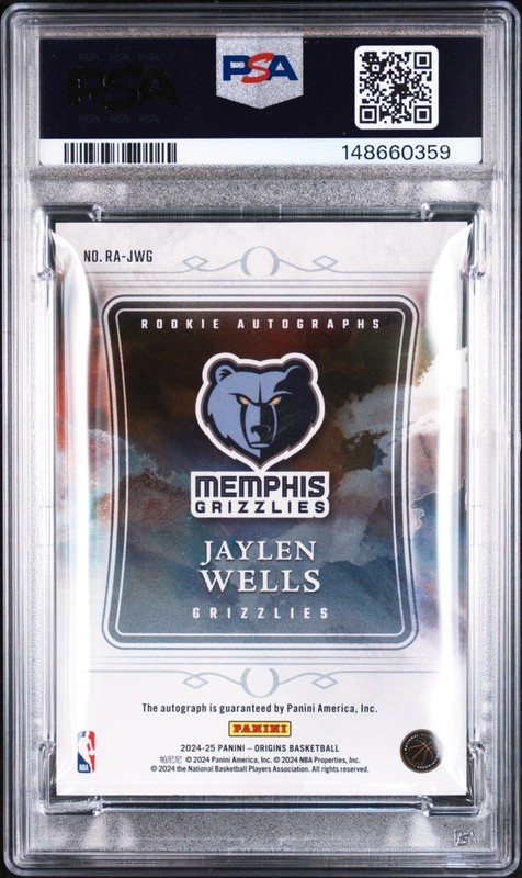 2024 Origins Jaylen Wells ROOKIE AUTOGRAPHS ROOKIE CARD Memphis Grizzlies PSA 9 view 2