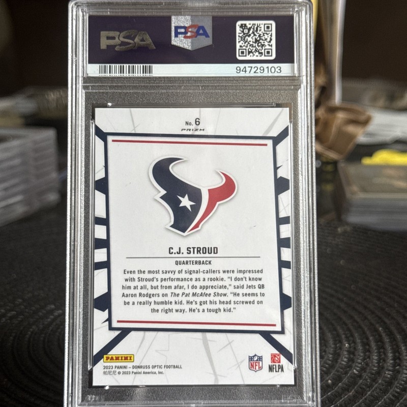 2023 Optic CJ Stroud My House Rc Prizm #6 Texans PSA 10 Gem Mint view 2