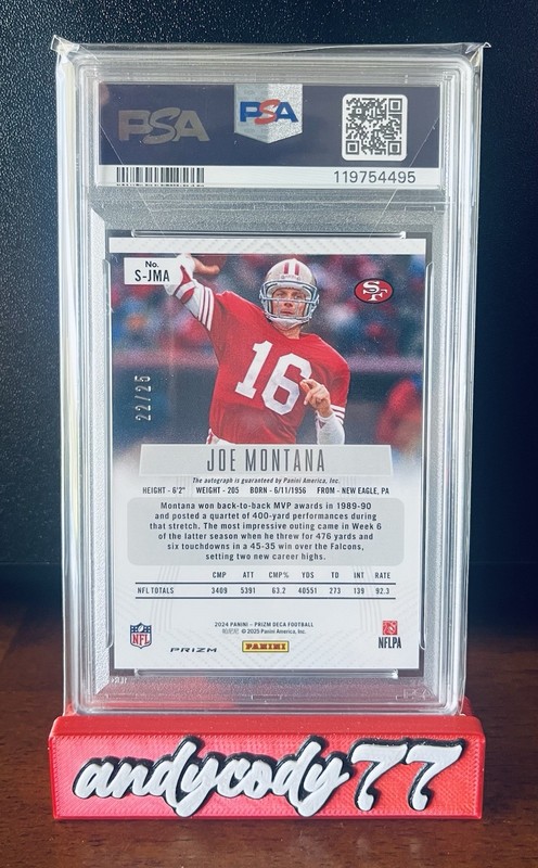 Joe Montana 2024 Prizm Deca Mojo Prizm Auto #22/25 PSA 10 💎🔥 view 2