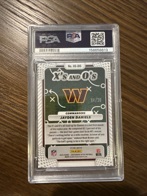 2024 Panini Contenders Optic Xs and Os Jayden Daniels Green Prizm /30 (RC) PSA 9 view 2