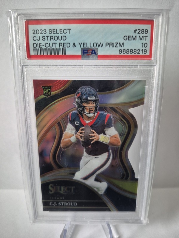 2023 Select CJ Stroud RC Red Yellow Prizm Die-Cut Club Level #289 PSA 10 Rookie view 1