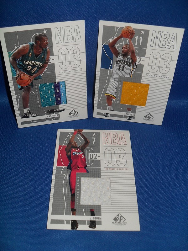 2003 SP GAME USED BASKETBALL - AUTHENTIC FABRIC (3) NBA JERSEY CARDS
