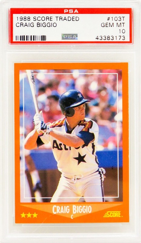 Craig Biggio (Astros) 1988 Score Traded #103T RC Rookie Card - PSA 10 GEM MINT