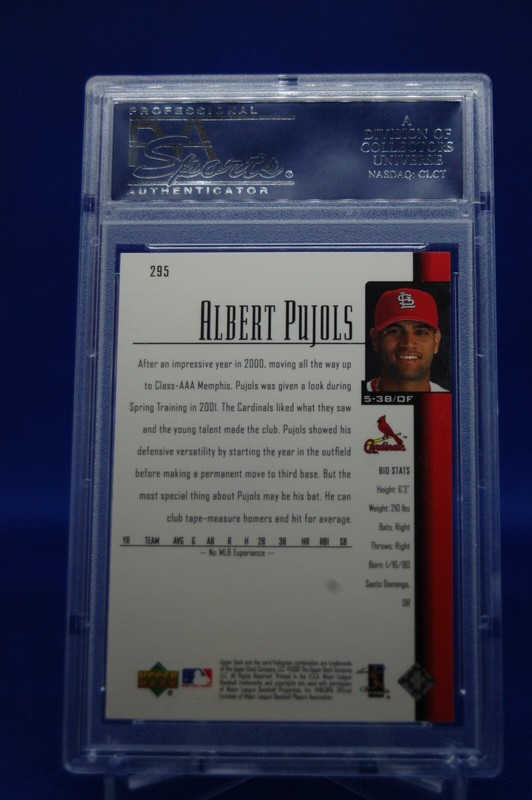 ALBERT PUJOLS 2001 Upper Deck #295 RC / Rookie PSA 10 GEM MINT - 700 HRs! view 2