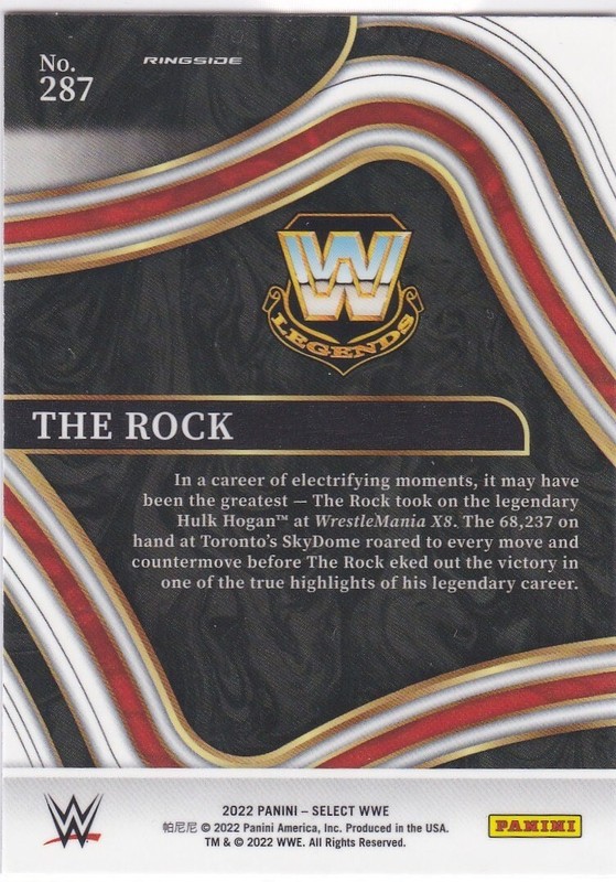 THE ROCK Dwayne Johnson 2022 Panini Select WWE LEGENDS Wrestle Mania Card  view 2