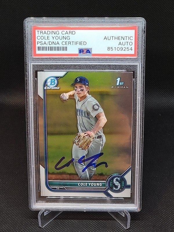 Cole Young Signed Auto 2022 Bowman Draft Chrome PSA/DNA BDC-112 Mariners Qty