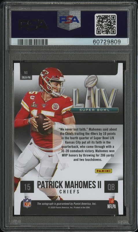 2020 National Treasures Patrick Mahomes Super Bowl Signatures Prizm Auto PSA 10! view 2