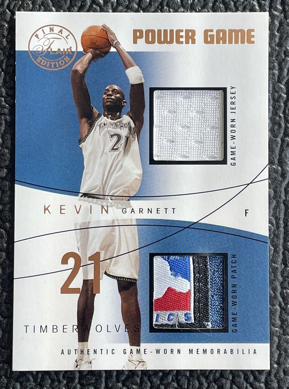 🔥KEVIN GARNETT 2003-04 FLAIR FE DUAL GAME USED NBA LOGOMAN PATCH /75!🔥TWOLVES!