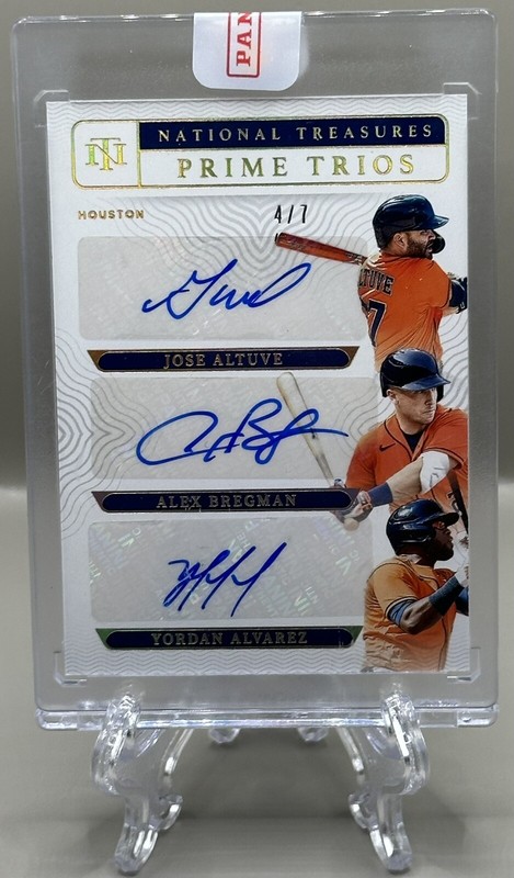 Jose Altuve/Alex Bregman/Yordan Alvarez 2022 National Treasures Auto 4/7! Astros