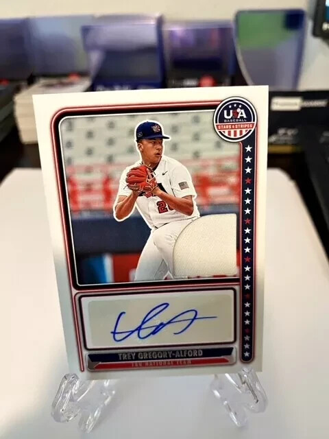 Trey Gregory-Alford 2024 USA Baseball Game Used Patch Auto RC /199 LA Angels
