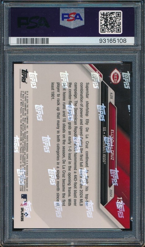 2024 Topps Now #135 Elly De La Cruz PSA 10 Rookie RC Cincinnati Reds view 2