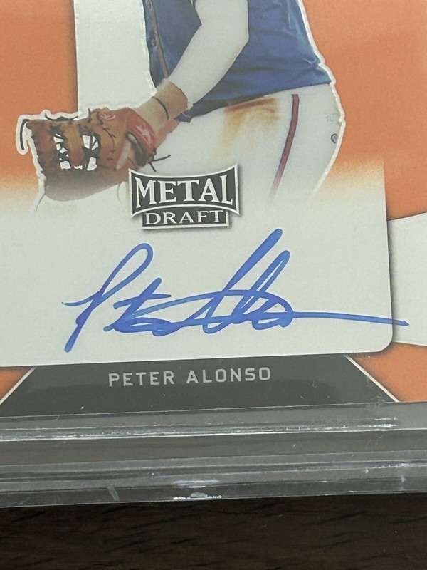 2018 Leaf Metal Draft Orange Pete Alonso Autographed Card 4/7 BGS 9.5 view 2