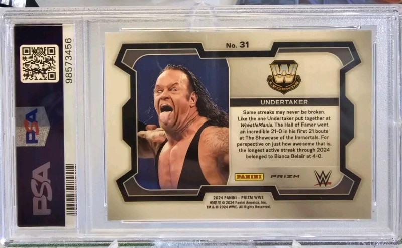 2024 Panini Prizm WWE - White Sparkle Prizm #31 Undertaker PSA 10 POP 1 view 2