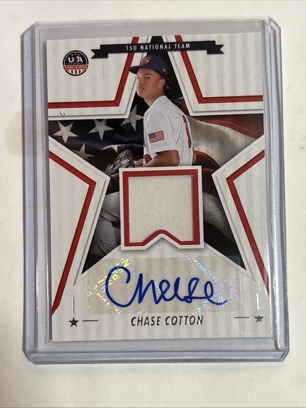 2025 Panini Stars & Stripes USA Auto Patch Jersey Chase Cotton Baseball #SSM