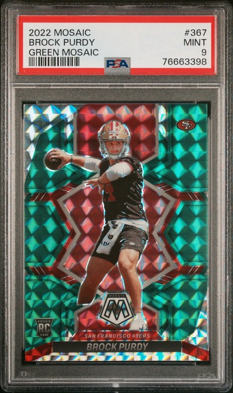 2022 Panini Mosaic BROCK PURDY  Rookie - PSA 9 MINT Green Mosaic #367 49ers RC