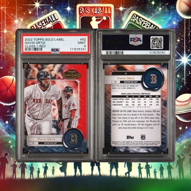 2022 TOPPS GOLD LABEL DAVID ORTIZ CLASS 1 RED /75 - COLOR MATCH PSA 9 POP 1 view 1