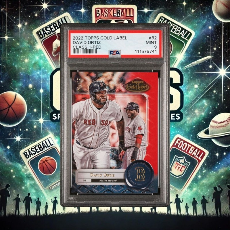 2022 TOPPS GOLD LABEL DAVID ORTIZ CLASS 1 RED /75 - COLOR MATCH PSA 9 POP 1 view 2