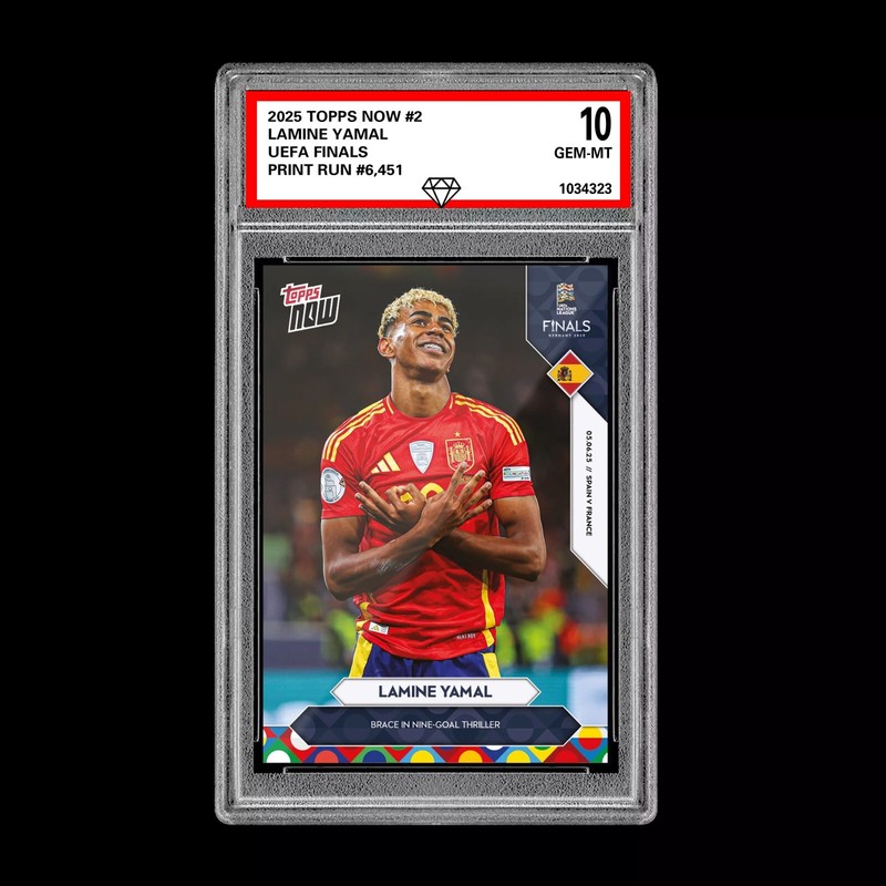 Graded 10 Lamine Yamal EUFA Nations League Soccer Card 2025 Topps NOW 2 