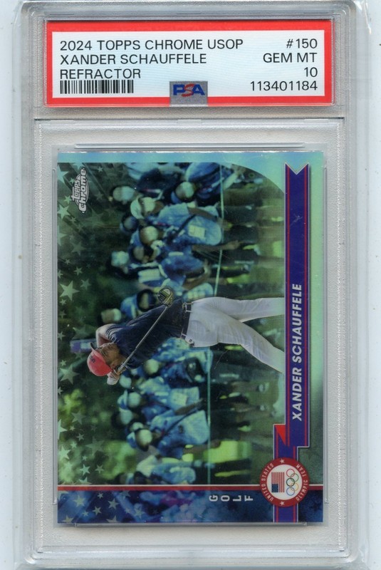 2024 TOPPS CHROME USOP #150 XANDER SCHAUFFELE "REFRACTOR" PGA GOLF, PSA 10 (184)