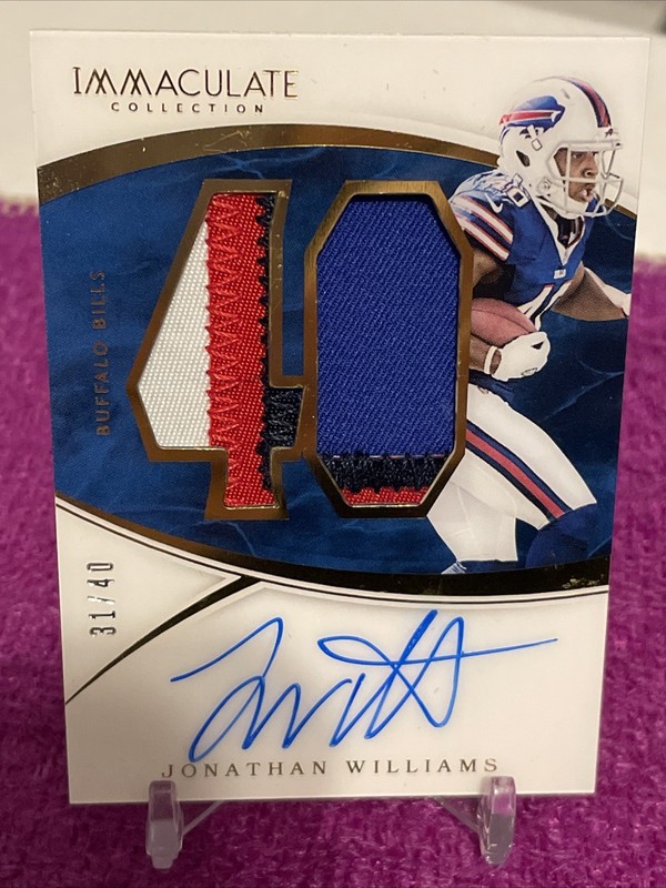 JONATHAN WILLIAMS 2016 PANINI IMMACULATE FOOTBALL ROOKIE NUMBERS PATCH AUTO /40 view 2