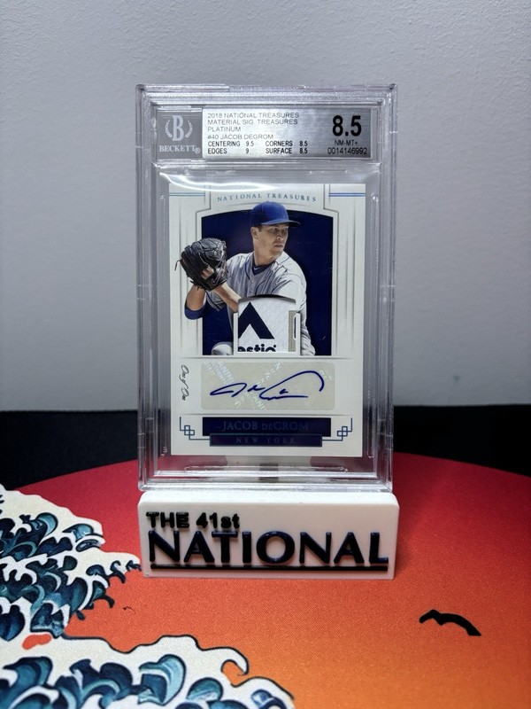 JACOB DEGROM 1/1 2018 National Treasures Material Sig Treasures Platinum BGS 8.5