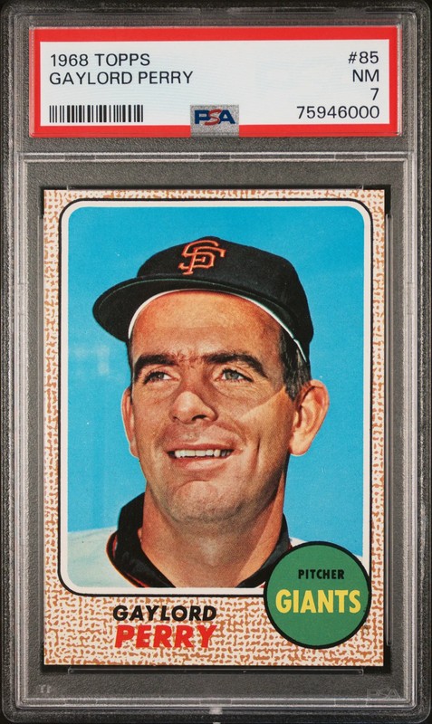 1968 Topps  Gaylord Perry #85  PSA 7 NEW LABEL VINTAGE BASEBALL