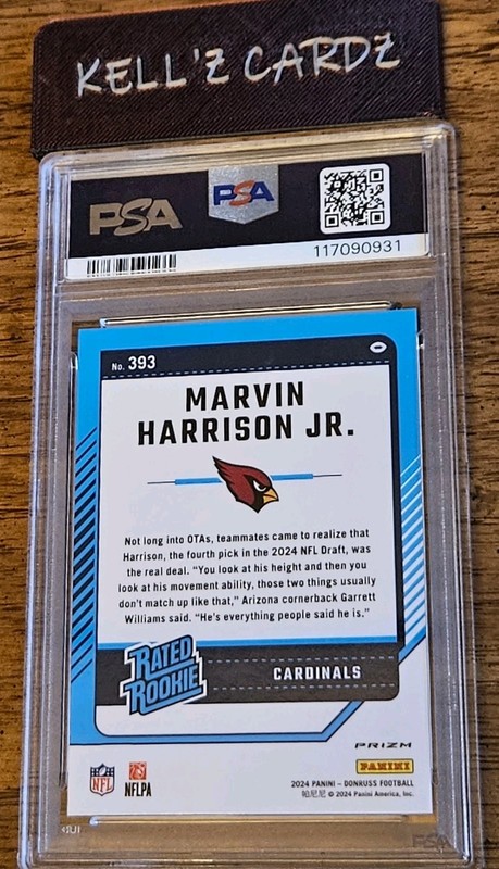 2024 Donruss Optic Preview Red Pandora Marvin Harrison Jr. PSA 10 RC SSP view 2