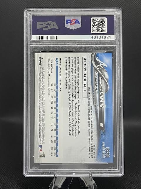 Ronald Acuna Jr Topps Update Rookie RC PSA 9 Mint US250  Braves view 2