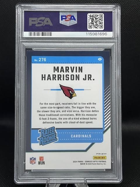 2024 PANINI DONRUSS OPTIC HOLO #276 MARVIN HARRISON JR. ROOKIE RC PSA 9 view 2