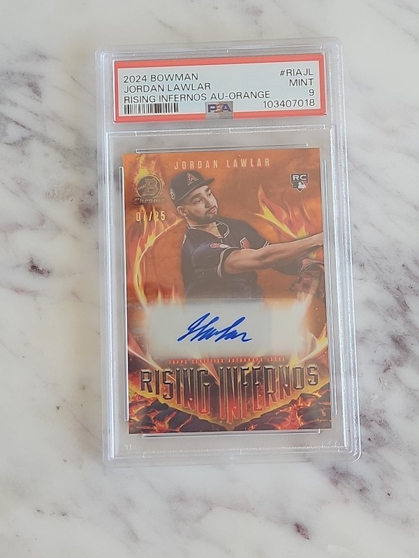 2024 Bowman Jordan Lawlar ROOKIE AUTO Orange /25 REF PSA 9 RC Rising Infernos