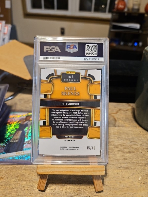2024 Panini Select PSA 10 Paul Skenes RC Rookie Neon Green Prizm /49 POP 4 view 2