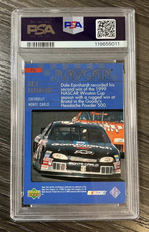 Dale Earnhardt Upper Deck Victory Circle #70 Autographed Signed PSA Auth view 2