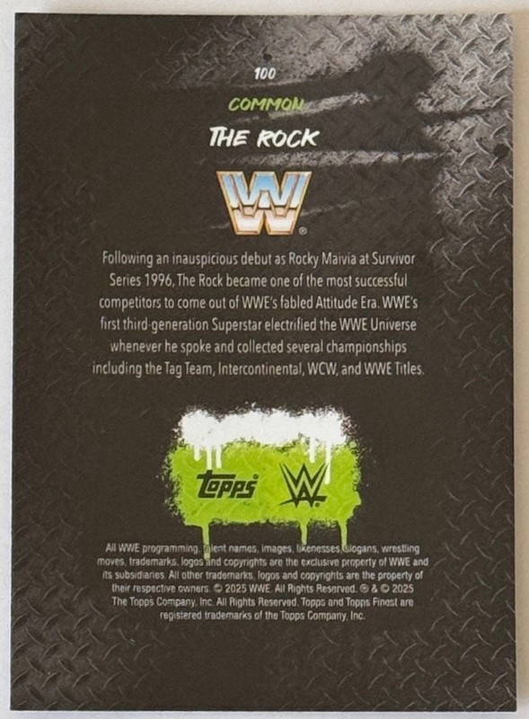 DWAYNE JOHNSON THE ROCK  2025 Topps Finest WWE Wrestling #100  *Free Shipping* view 2