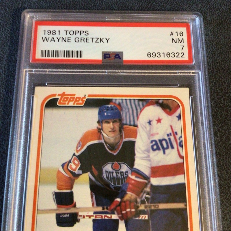 1981 Wayne Gretzky ## 16 Topps PSA 7 NM Oilers Well Centered view 2