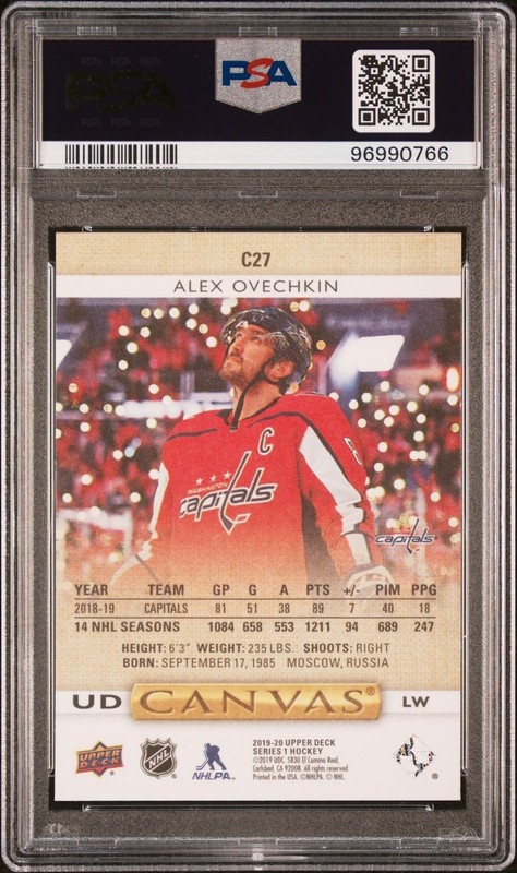 2019-20 Upper Deck UD Canvas Alex Ovechkin Alexander Ovechkin #C27 PSA 10 view 2