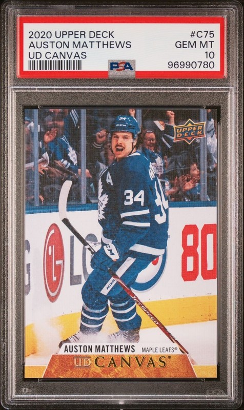 2020-21 Upper Deck UD Canvas Auston Matthews #C75 PSA 10 GEM MT view 1