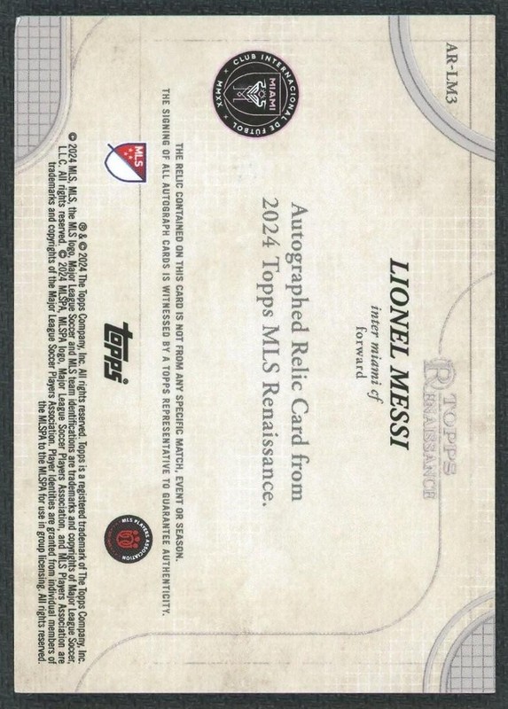 2024 Topps Renaissance Lionel Messi Patch Auto /10 view 2