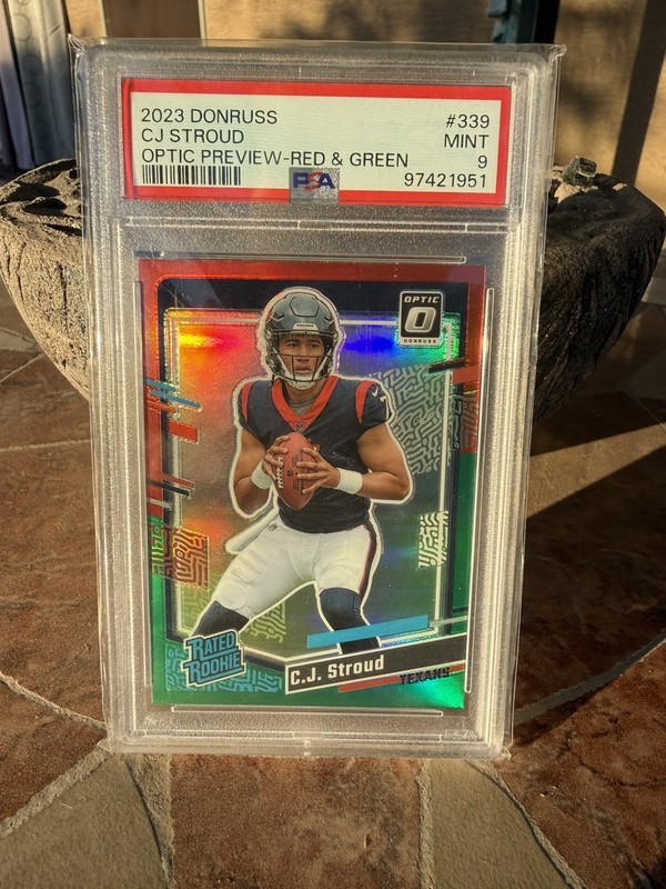 2023 Donruss C J Stroud Optic Preview Red & Green Rookie PSA MINT 9 SWEET CARD!!