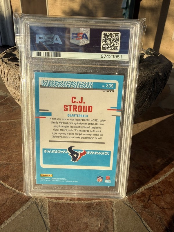 2023 Donruss C J Stroud Optic Preview Red & Green Rookie PSA MINT 9 SWEET CARD!! view 2