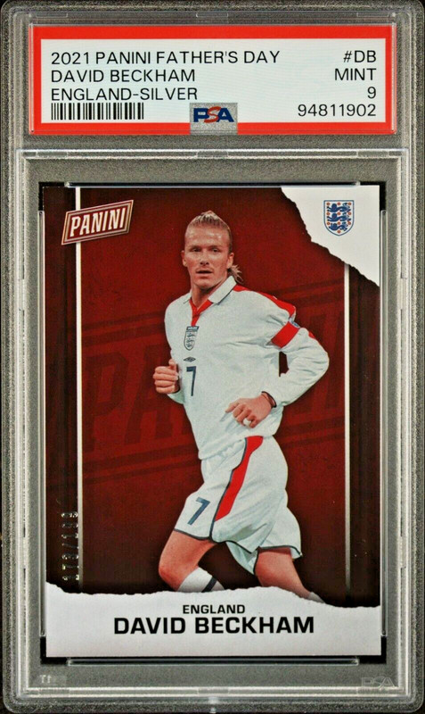 2021 Panini Father’s Day Db David Beckham England Silver #/199 PSA 9 Mint