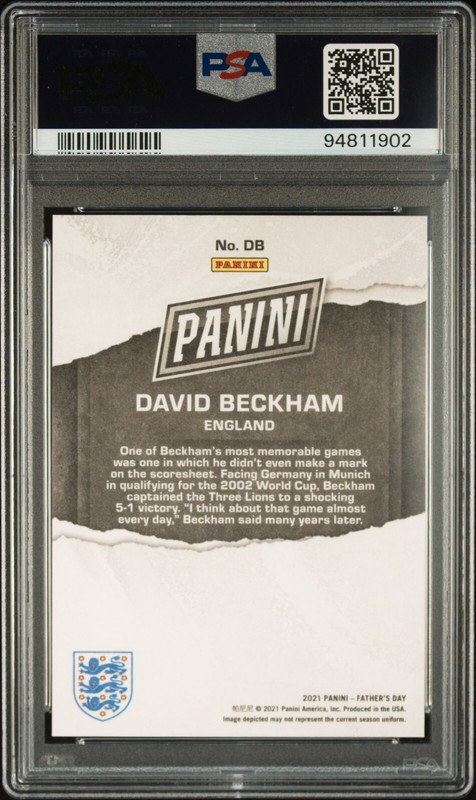 2021 Panini Father’s Day Db David Beckham England Silver #/199 PSA 9 Mint view 2