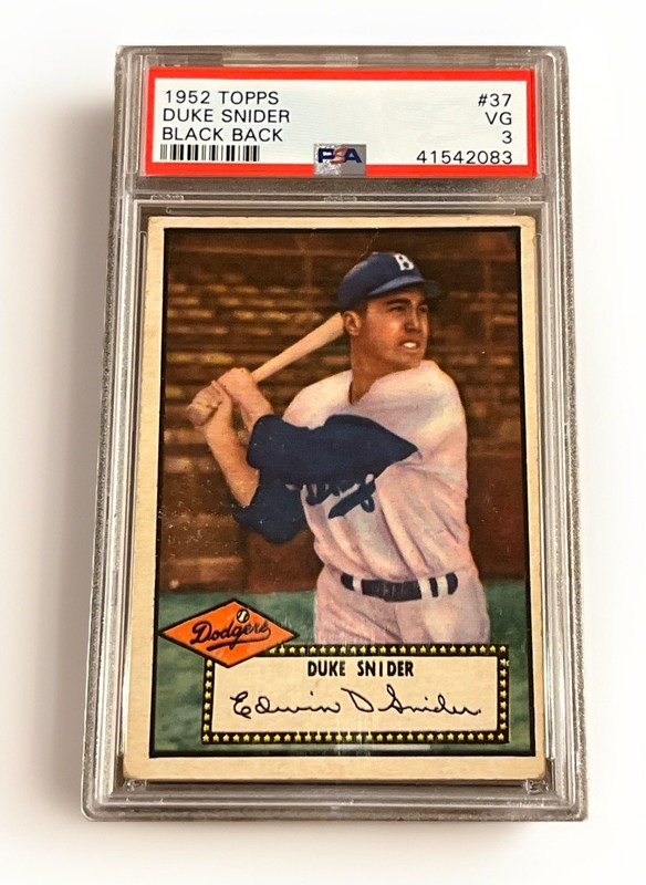 🟦🔥Duke Snider🔥🟦1952 Topps #37 HOF PSA 3 VG-EX CENTERED Dodgers BLACK BACK