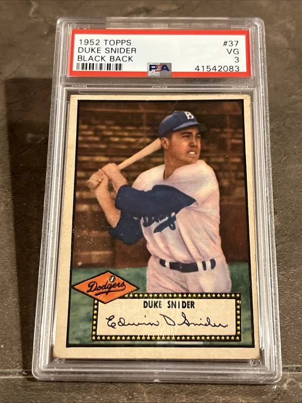 🟦🔥Duke Snider🔥🟦1952 Topps #37 HOF PSA 3 VG-EX CENTERED Dodgers BLACK BACK view 2